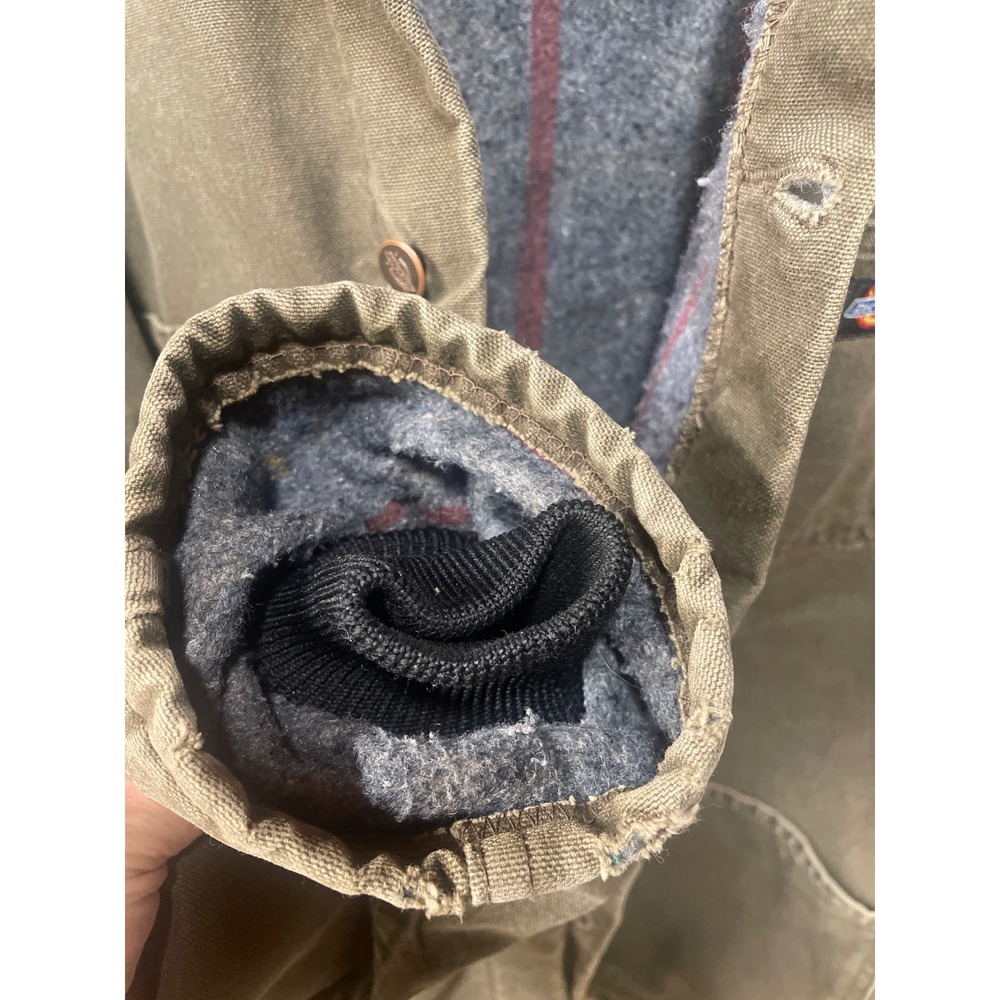 Dickies Men's Lined Canvas Chore Coat Green Brown Corduroy Collar Workwear 2XL - Picture 7 of 16